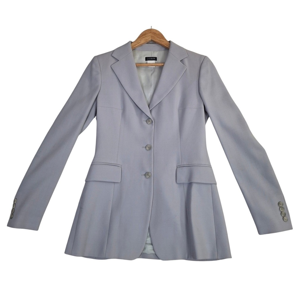 J. Crew Wool Blazer Women's 4 Lavender Gray 3 Button Jacket Made in Japan